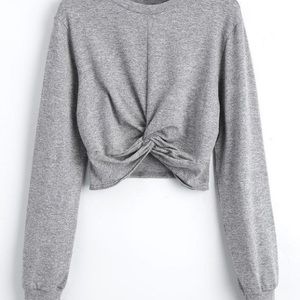 Grey Twist Front Crop Top
